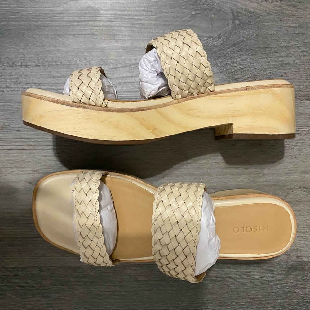 Ellie All-Day Woven Clog in Bone (Brand New)